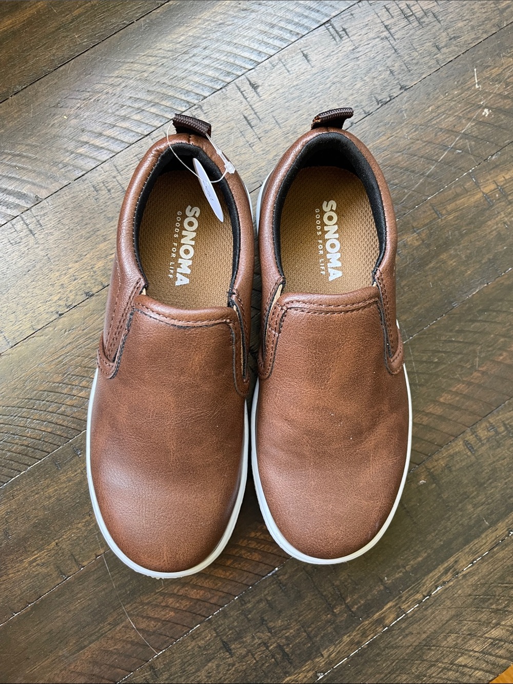 Sonoma Brown Slip-On Kids Loafers with White Sole - Picture 2 of 5